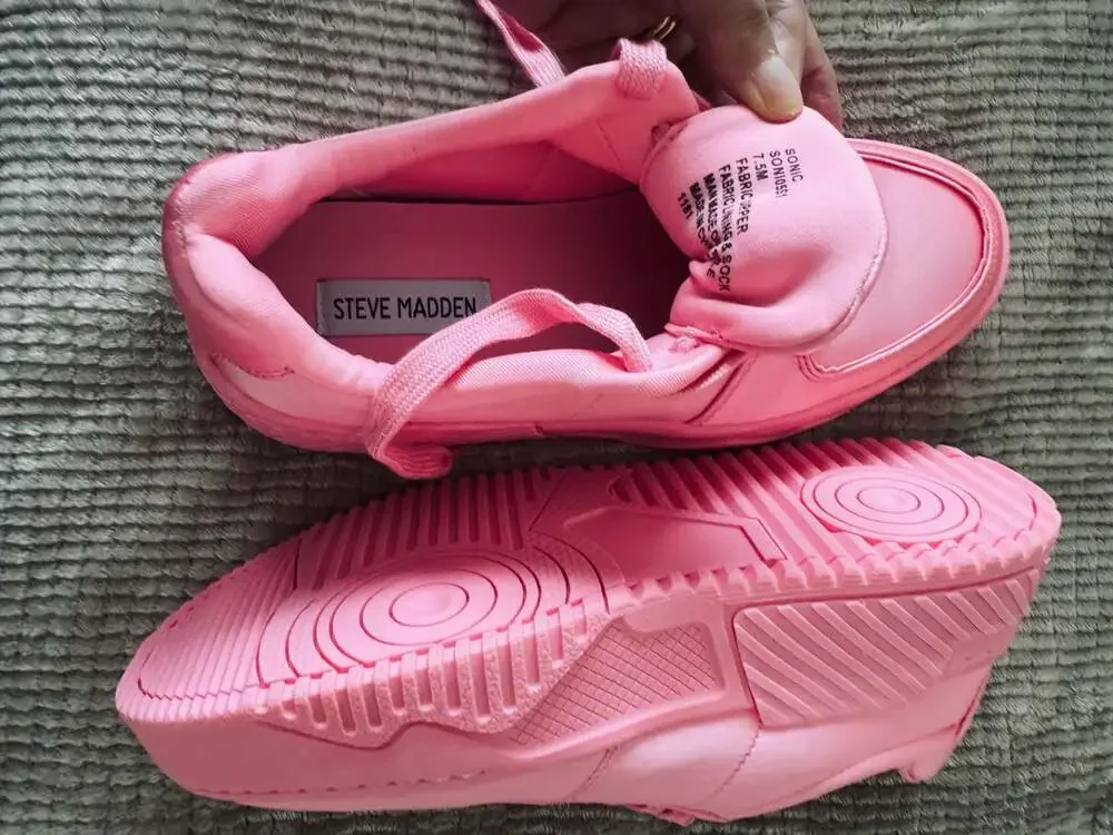 Steve Madden Sonic Satin Lace-Up Sneakers in Pink